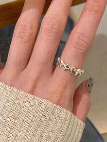 5 قطع مجموعة خواتم هندسية بسيطة بشكل عقدة القوس قابلة للتعديل، مناسبة للنساء كهدية للمواعدة