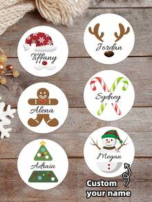 1/30/60/120pcs Personalized Christmas Stickers, Customized Holiday Labels, Christmas Craft Stickers, Gift Bag Stickers, Student Card Stickers, Winter Planner Stickers, Merry Christmas Vinyl Envelope Seals - Multicolor - View 2