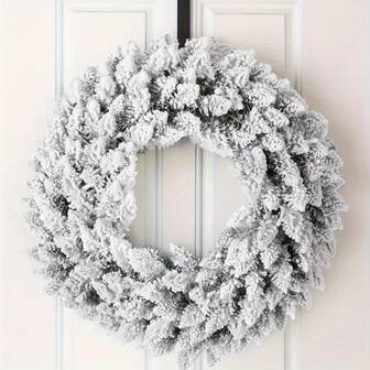 Modern Flocked Artificial Christmas Wreath - Plastic Snowflake Design For Front Door, Wall, Window Indoor/Outdoor Decoration, Wall Hanging, No Feathers, No Power Needed, Christmas Door Wreath Christmas Decorations Room Decor