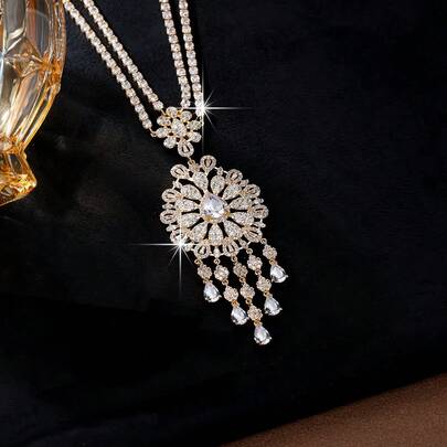 1pc Luxury High-Quality Exquisite Necklace, Versatile Bridal Jewelry For Wedding