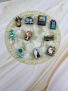 10pcs/Set Middle Eastern Series Animal & Text Cartoon Pattern Sandal Accessories DIY Slippers Decoration, Suitable For Middle East Travel Enthusiasts, Birthday & Holiday Gifts