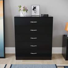 Vida Designs Pine Chest Of Drawers, 5 Drawer With Metal Handles & Runners, Unique Anti-Bowing Drawer Support, Riano Bedroom Furniture - Black - View 7