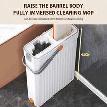 Mop And Bucket Set With Wringer For Home, 360° Flat Squeeze Mop With Long Handle And 6 Microfiber Cloths For Floor Cleaning (White, Slim Bucket And 15.7'' Aluminum Alloy Mop Head) - 白色 - 查看 8