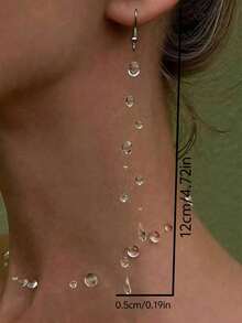 1 Pair Handmade UV Resin Minimalist Transparent Faux Water Drop Dangle Earrings, Suitable For Women Everyday, Vacation, Holiday, Gift