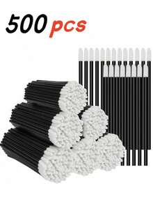 500 支多用途一次性化妆刷、一次性唇刷、口红刷、唇彩刷、眼影刷、眉刷、美甲刷、实用多用途美容工具 - 彩色 - 查看 1