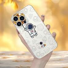 Bonita funda con diseño de astronauta y globo lunar, compatible con iPhone 16, 15, 14 Pro Max, 13, 12, 11, XR y XS Plus. Fabricada en silicona TPU, ofrece protección contra golpes y caídas, además de una excelente sensación al tacto. Es el regalo perfecto para familiares, amigos y seres queridos. - transparente - Ver 5