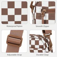 Small Crossbody Bags Checkered Purse For Women Nylon Shoulder Bag Cross Body Purse With Wide Strap  Cross Body Purse, Mini Crossbody Bags For Women Travel Purse, Shoulder Handbag Wallet With  Blocking Slots Quilted Wristlet Evening Cute Bag Charm For Gift - 格子焦糖 - 查看 4