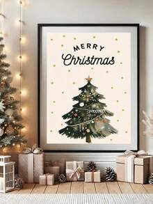 1 Piece Christmas Tree Wall Art Posters Merry Christmas Canvas Wall Arts Vintage Wall Artwork Winter Wall Prints Christmas Room Decoration Living Room Wall Decor Christmas Gift No Frame