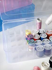 1pc 42-Spool Sewing Thread Storage Box, Transparent Plastic Spool Holder, Embroidery Storage Box, Embroidery & Sewing Tool Kit Box, Portable Large Capacity Needle Case, Handheld Sewing Box, Suitable For DIY Sewing, Embroidery, Quilting Accessories - Multicolor - View 6