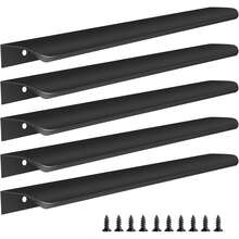 5pcs Black Finger Pull Handles, Suitable For Cabinets, Wardrobes, Drawers, Kitchen Cabinets, Modern Aluminum Concealed Handles For Closet Doors, Matte Black - Black - View 23