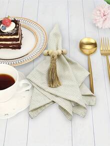 6pcs Modern Minimalist Fresh Lightweight Breathable Striped Polyester Napkins, Suitable For Home, Daily Use, Party, Banquet, Picnic, Tabletop Decor, Wiping Cups - Multicolor - View 6