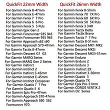 Quick Release 22mm 26mm柔軟矽膠錶帶，適用於Garmin Fenix 7 7X Pro 5 5X Plus 6X 6 Epix Gen 2 R Approach S70 S60 S62 For Garmin Forerunner 935 945 955 965 Enduro MK1 MK2i Instinct 2X Tactix 7 Pro Sport智能手錶，舒適耐用的錶帶，透氣防汗黑扣，絕佳的送禮選擇 - 彩色 - 查看 11