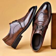 Dress Shoes For Men Embossed Hollow Block Pointed Toe Oxfords For Business Wedding Formal Office Work Festival Four Season - 棕色 - 查看 4