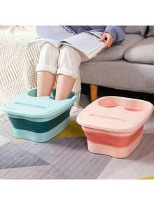 1 Piece Adult Foldable Massage Foot Bath, Home And Dormitory Use, Simple Design, With Cover, Deep Soaking Foot Bath, Ergonomic Design, Suitable For Travel And Home Use, Gift For Parents, Relatives And Friends, Moving Gifts