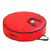 1pc Christmas Tree Storage Bag, Red Transparent Bag, Flower Wreath Circular Gift Storage Bag, Zipper Hand-Held Christmas Gift Dustproof Storage, Transparent Christmas Flower Wreath Storage Bag, Storage Hanging Bag Storage Bag, Multifunctional Miscellaneous Circular Storage Bag, Large Capacity Zipper Dustproof Christmas Gift Sorting Bag - Multicolor - View 12