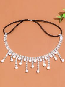 1pc Adjustable Pearl Tassel Leg Chain, Fashionable Sexy Multi-Row Crystal Body Jewelry Accessory For Women - Multicolor - View 7