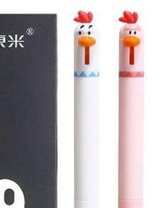 Dongmi Cute Chick-Shaped Ball Pen, Neutral Pen 0.5mm, 1pc, 2pcs, 3pcs, 4pcs Assortment, 12pcs Quick-Drying Black Pen For Study
