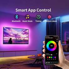 LED Lights For TV, 16.5ft TV Led Backlight For 45-75 Inch TVs RGB TV Backlight Behind Music Sync Bluetooth APP & Button Control TV LED Strip Lights USB Powered For Bedroom/Gaming - 9,6FT cho TV 32"-45" - Xem 4