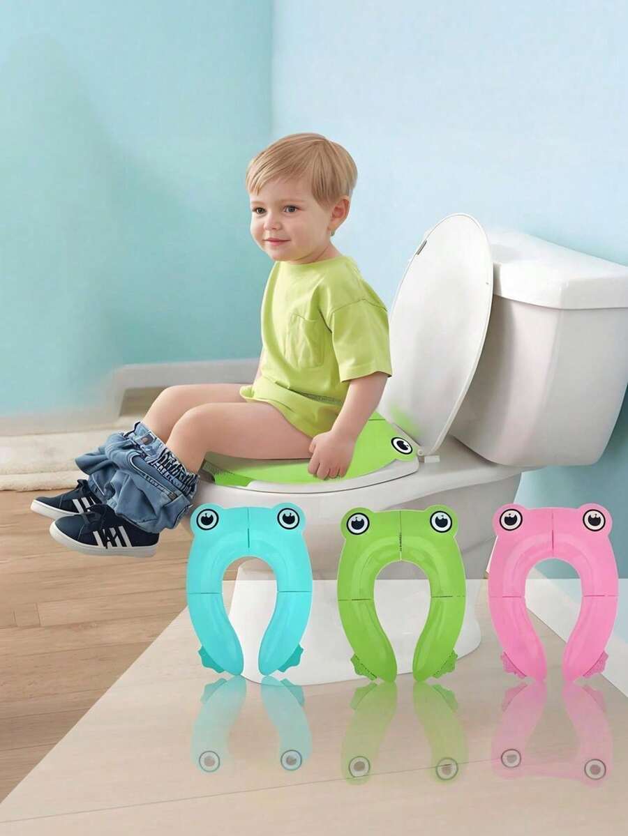 1pc Cartoon Children's Portable Foldable Travel Toilet Seat, With Anti-Slip Pad And Anti-Displacement Buckle, Suitable For Training Toilet Seat, With Toilet Ring, Foldable And Washable, Suitable For Toddler Boys And Girls - Multicolor - View 1