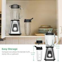 BioloMix 1300W Blender with 1.5L Glass Jar, 600ml Plastic Bottle, Two Speeds & Pulse Function - Tipo de Enchufe A USA (110-127V) - Ver 9