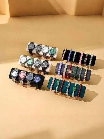 1pc T-Shaped Jewelry Display Stand, Made Of Polyester And Wood, For Watches, Jewelry, Necklaces, Bracelets, And Accessories