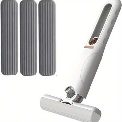 1 Set Mini Mop With Self-Wringing Mechanism - Portable, White Synthetic Fiber Cleaning Tool For Home, Living Room, Bedroom, Furniture And Window Cleaning, Window Cleaning Tool | Modern Mini Mop | Compact Design