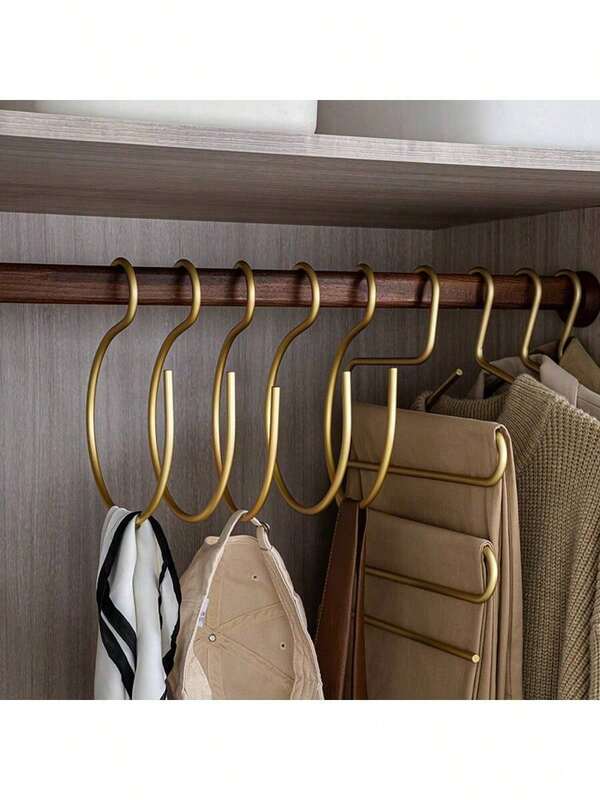 Perchas de ropa de metal de aluminio, ganchos multiusos ahorradores de espacio para sombreros, gorras, toallas, bufandas - Organizador de armario versátil, primavera, minimalista, blusas de verano
