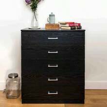 Vida Designs Pine Chest Of Drawers, 5 Drawer With Metal Handles & Runners, Unique Anti-Bowing Drawer Support, Riano Bedroom Furniture - Black - View 8