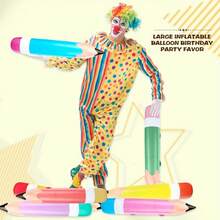 10pcs Giant Inflatable Pencils - Multicolor Combination, Large Blow-Up Crayon Decorations For Back To School, Graduation Party Supplies & Photo Props, Durable Plastic Beach Party Decor, Inflatable Decorations For Halloween, Christmas Event & Party Supplies - Multicolor - View 2