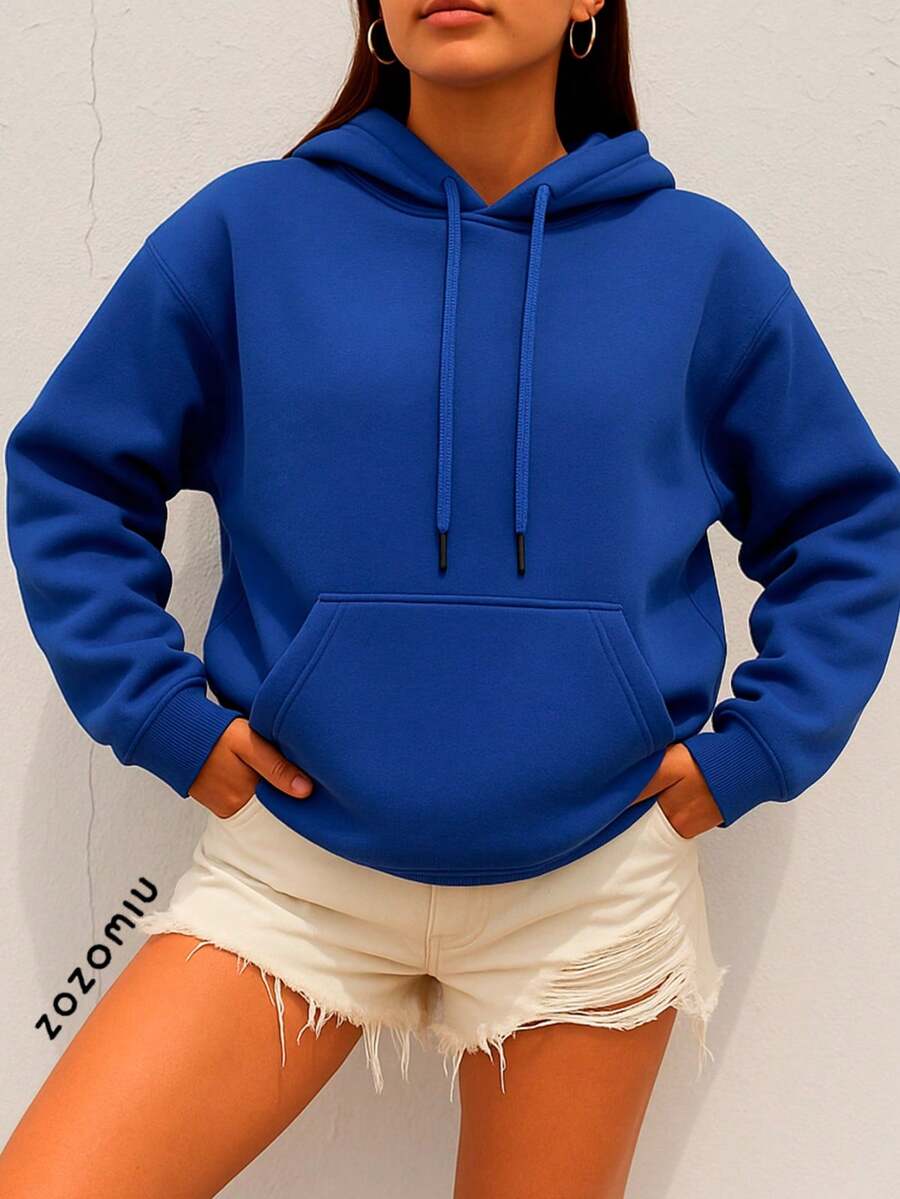 Sudadera Azul Real con Capucha para Mujer – Estilo Urbano, Moderno - azul real - Ver 1