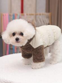 新款连帽宠物衣服冬季服装，狗狗双腿秋冬装，小型犬服装保暖内衬，适合冬季中小型犬 - 白色 - 查看 4