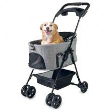 Mighor Carrinho de passeio com berço removível para Pet, animal de estimação, cachorro, cão, gato de médio porte até 20 Kg - Cinza - Visão 3