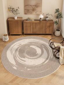 1 Stück hellbeiger runder Wohnzimmerteppich mit Muster, Flaumiges Material mit 10mm Dicke, weich und angenehm anzufühlen, leicht zu pflegen, wasserdicht und fleckabweisend, rutschfeste Rückseite, Teppich für Lobby, Schlafzimmer, Wohnzimmer, Badezimmer, Küche, Büro, Raumdekoration und Fußmatte, ideal für Feierlichkeiten.