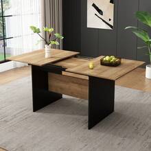 Expandable Dining Table 140/180*80cm, Suitable For 4-6 People, Rectangular Wood Grain Dining Table, Natural, Minimalist Style Expandable Dining Table - 1 - 查看 12
