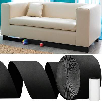 1pc Under Sofa Toy Blocker, Adjustable Gap Bumper, Sectional Connectors For Sliding Sofas, Bumper Guard For Avoid Things Sliding Under Couch & Furniture (Include Adhesive Mounting Strap)
