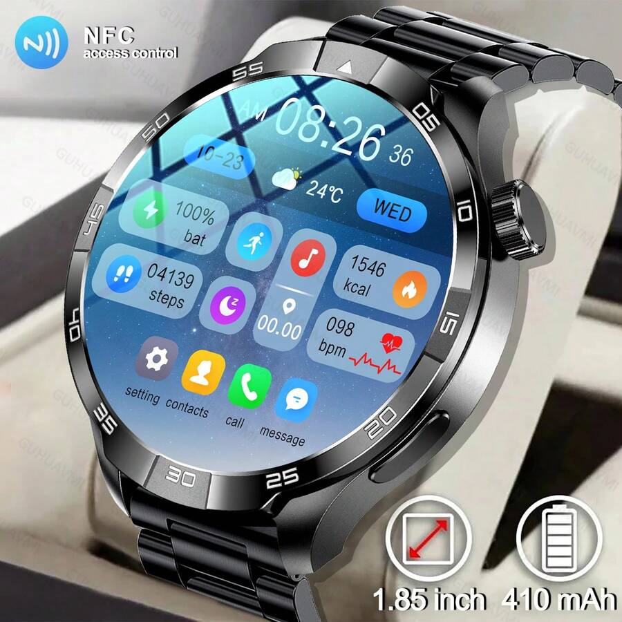 GUHUAVMI 2025 New Men's Sports Fitness Smart Watch GT5 Max, 1.85'' HD Display, Alloy Body, 410mAh Battery, Bluetooth Call, Voice Assistant, SOS, Reminder Function, NFC Access, Compass, GPS Tracking, Multi-Sport Modes, Sleep Monitoring, Fitness Tracker, Smart Watch For Women, Smartwatch GT4 Upgraded Version, For Android IOS, Men - 彩色 - 查看 1