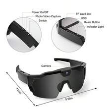 1pc 4K HD Camera Glasses,Video Recording Glasses, UHD Sports Camera, Wearable Body Cam, 2-Hour Recording, Waterproof, For Cycling Motorcycle Car Fishing, Includes 32GB Memory Card - Black - View 4