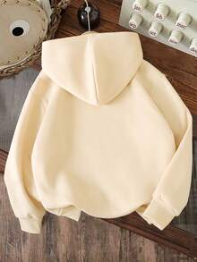 Young Girl Letter Print Warm Sweatshirt