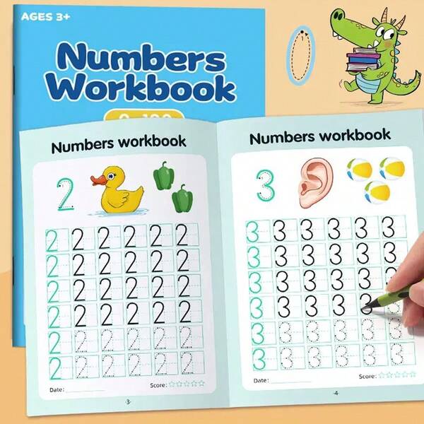 48 Pages Dot Matrix Tracing Copybook, Handwriting Practice Book With Numbers 0-100, Stroke Order Tracing Workbook