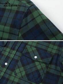 Men's Fleece Thermal Shirt, Warm Flannel Shirt, Lumberjack Shirt, Winter Inner Fleece Jacket - màu xanh lá - Xem 4