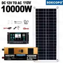 10000W Solar System Complete Kit Dual12V/24V To 110V/220V Inverter 100A Controller 200W Panel Off-Grid For Home/Camping Backup - 110V - View 2