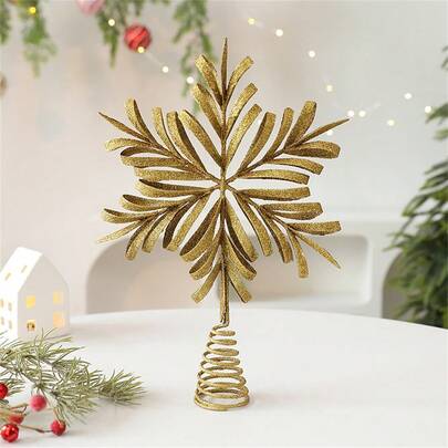 Étoile de dessus de sapin de Noël, décoration de sapin de Noël en fer forgé ajouré en forme de flocon de neige, ornements de décoration de sapin de Noël, étoile de dessus de sapin de Noël, décorations de Noël pour la maison, cadeaux de Noël, décorations de Noël