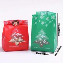 10pcs/25pcs/50pcs Reusable Christmas Plastic Gift Bags - Mixed Colors With Snowflake & Christmas Tree Patterns, Holiday Party Decorations, Christmas Gift Wrapping Supplies, Festive Themed Design, Christmas Decor, Christmas Gifts Packaging, New Year Decorations (Stickers Not Included) - Multicolor - View 7