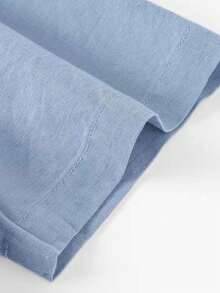 Men's Shirt, Pastor Collar, Social Casual, Linen Cotton, Short Sleeve, Luxury Fashion - 藏蓝色 - 查看 3