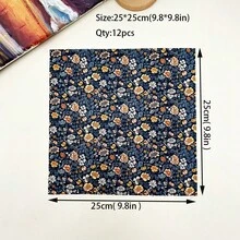 12 件 25*25 厘米花卉系列拼布面料，DIY 缝纫布套装 - 彩色 - 查看 3