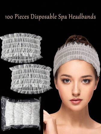 20 件一次性 Spa 头带柔软无纺布弹性发带头巾适用于面部护肤化妆洗脸女士秋季发饰女士头巾运动头巾健身