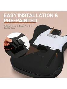 DIY 6 String TL Style Electric Guitar Kits With Mahogany Body Accessories Black - mặc định - Xem 5