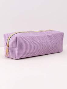 1pc Large Capacity Corduroy Pencil Bag, Simple Solid Color Corduroy Stationery Organizer, Essential Student Stationery Storage Supplies. Back To School,Pencil Case,Pencil Pouch,School Bag