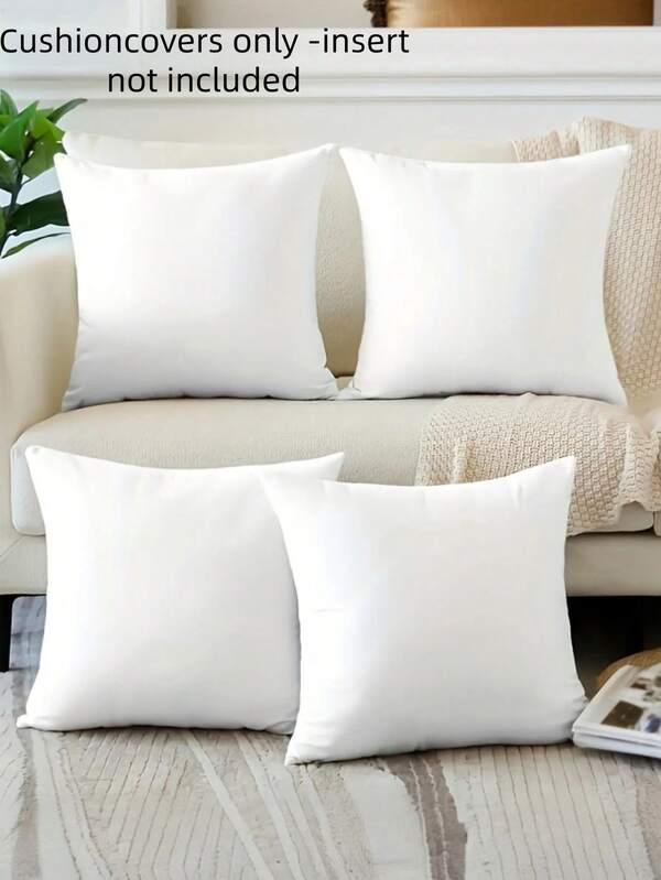 4pcs/2pcs/1pc Pure White Pattern Pillow Cover - Not A Pillow Core,Made Of Short Plush Material, Suitable For Home Decoration Pillowcase | 18x18 Inches | Zipper Closure | Soft And Comfortable Fabric - Durable, Fade Resistant, Hand Washed, Suitable For Modern Living Room Decoration And Bedroom Decoration, Garden, Car, Home Decoration. No Pillow Core