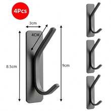 1/2/4PCSHeavy Duty Adhesive Towel Hooks-Easy Install, Metal Wall Mount For Towels & Robes,Double Hooks,Bathroom & Kitchen,Fashion Style - Multicolor - View 9